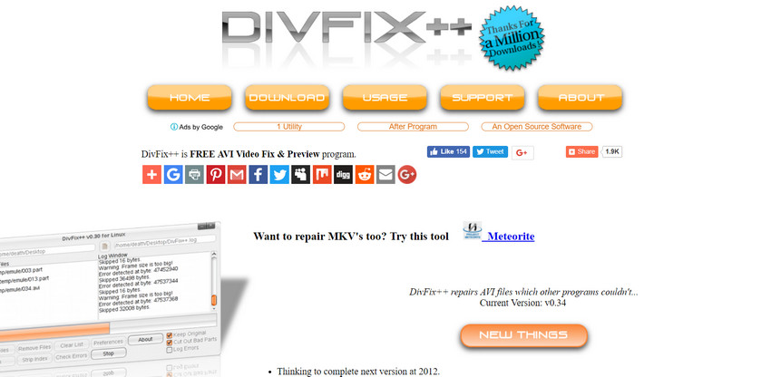 Free video repair tool - DivFix ++