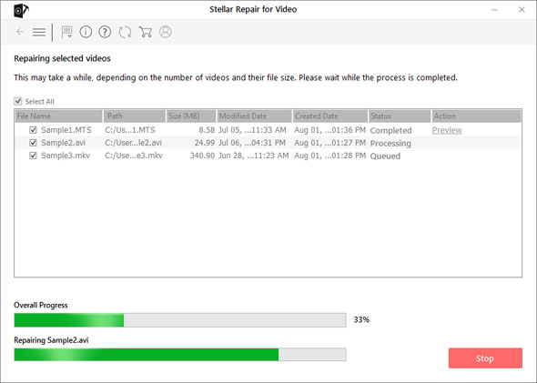 Repair multiple videos